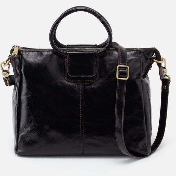 HOBO Sheila Medium Top handle Crossbody Shoulder Satchel Black Leather. - Picture 4 of 16